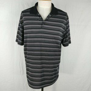 Nike Golf Black & White Striped Polo Shirt Mens Size XL